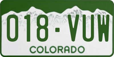 CO license plate 018VUW