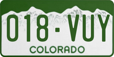 CO license plate 018VUY