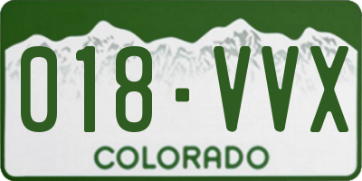 CO license plate 018VVX