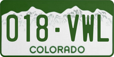 CO license plate 018VWL