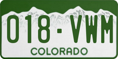 CO license plate 018VWM