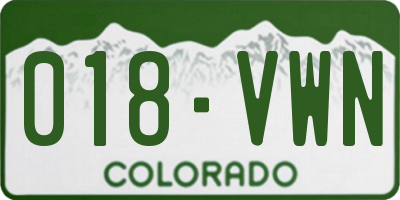 CO license plate 018VWN