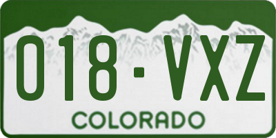 CO license plate 018VXZ