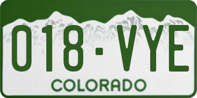 CO license plate 018VYE