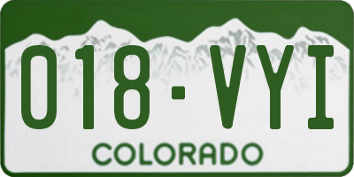 CO license plate 018VYI