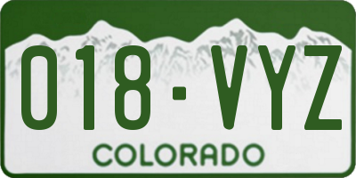 CO license plate 018VYZ