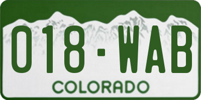 CO license plate 018WAB
