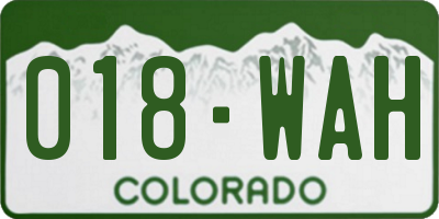 CO license plate 018WAH