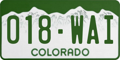 CO license plate 018WAI