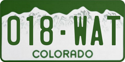 CO license plate 018WAT