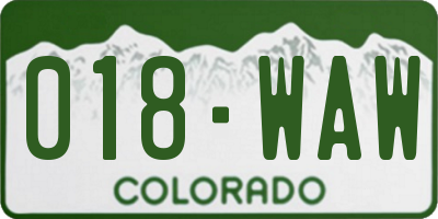 CO license plate 018WAW