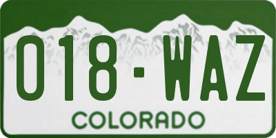 CO license plate 018WAZ