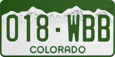 CO license plate 018WBB