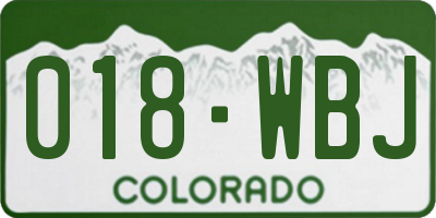 CO license plate 018WBJ