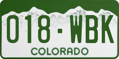 CO license plate 018WBK