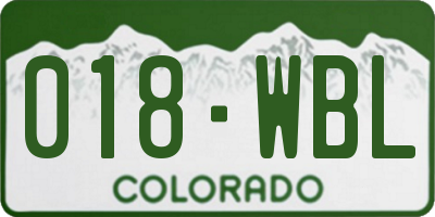 CO license plate 018WBL