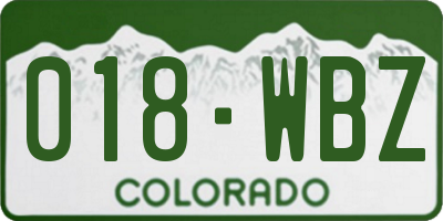CO license plate 018WBZ