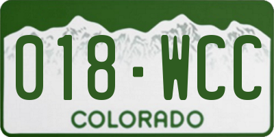 CO license plate 018WCC