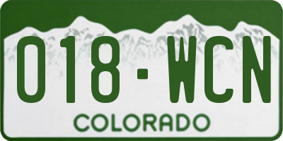 CO license plate 018WCN
