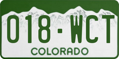 CO license plate 018WCT