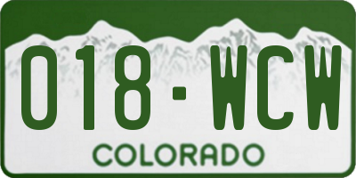 CO license plate 018WCW
