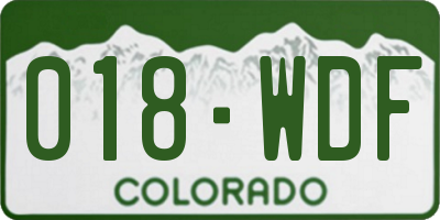 CO license plate 018WDF