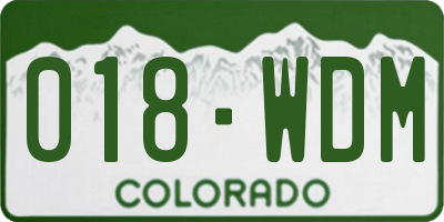 CO license plate 018WDM