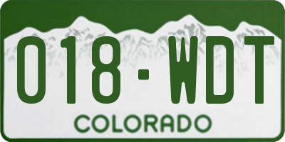 CO license plate 018WDT