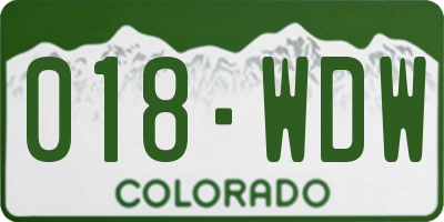 CO license plate 018WDW