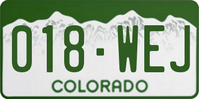 CO license plate 018WEJ