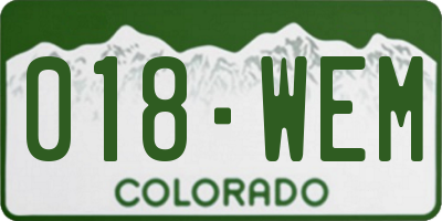 CO license plate 018WEM