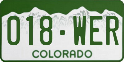 CO license plate 018WER