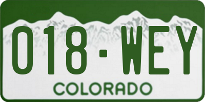 CO license plate 018WEY