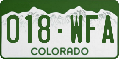CO license plate 018WFA