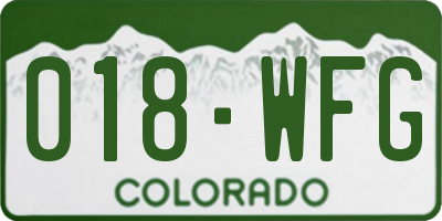 CO license plate 018WFG