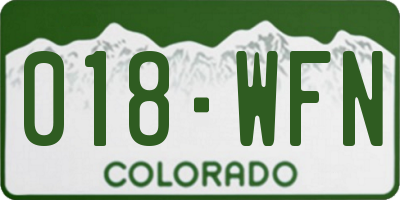 CO license plate 018WFN