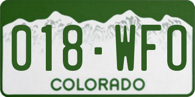 CO license plate 018WFO