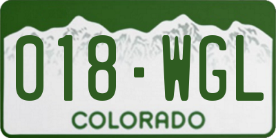 CO license plate 018WGL