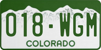 CO license plate 018WGM