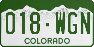 CO license plate 018WGN