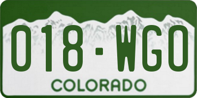 CO license plate 018WGO
