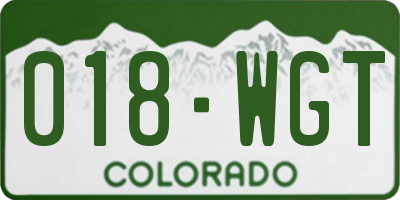 CO license plate 018WGT