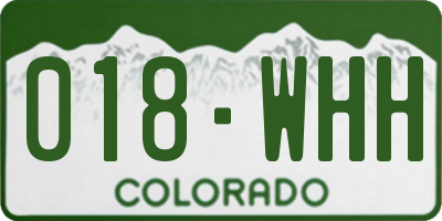 CO license plate 018WHH