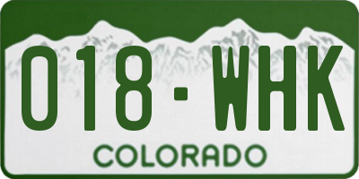 CO license plate 018WHK