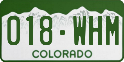 CO license plate 018WHM
