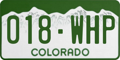 CO license plate 018WHP