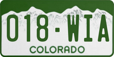 CO license plate 018WIA
