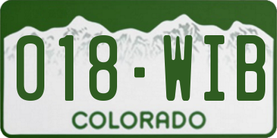 CO license plate 018WIB