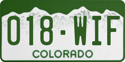 CO license plate 018WIF