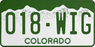 CO license plate 018WIG
